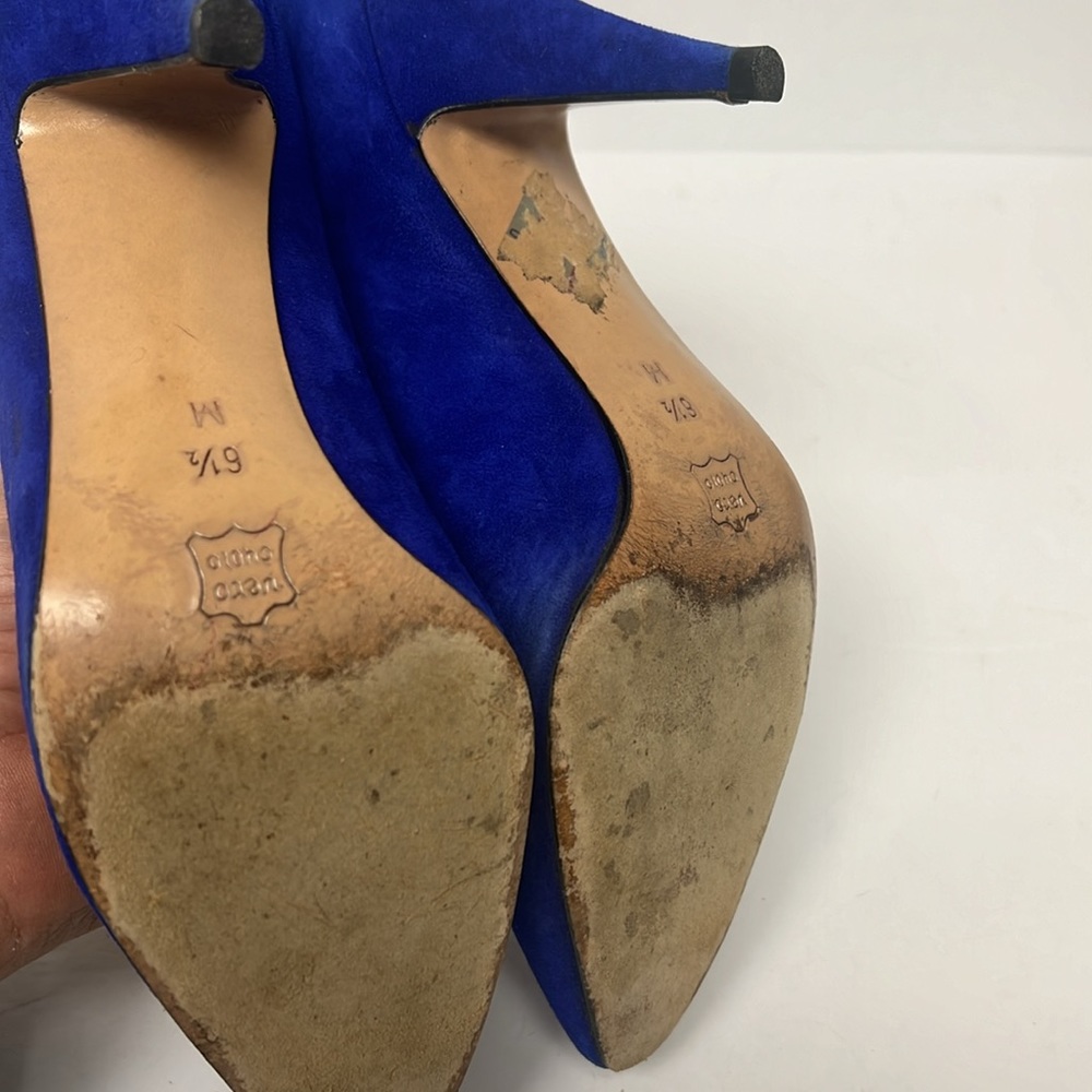 Vintage Bally Blue Suede Flame Pointed Toe High Heel Rare Pump Sz 6.5 - Picture 13 of 13